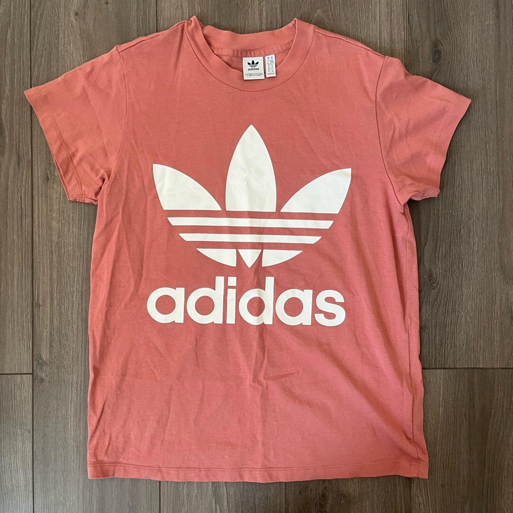 Adidas Coral Tee with White Emblem